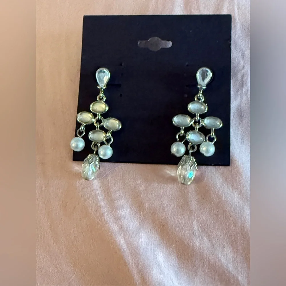 Silver and Pearl Drop Earrings NWT